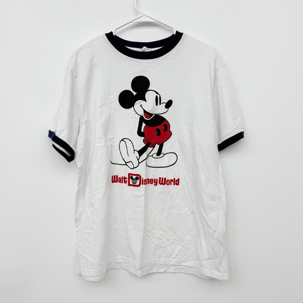 Disney Mickey Mouse Walt Disney World Ringer T-Shirt Mens XL White